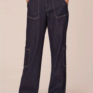 NWOT Women's Ab solution Skyrise Carpenter Wide Leg Jeans Drop Pockets Size 14